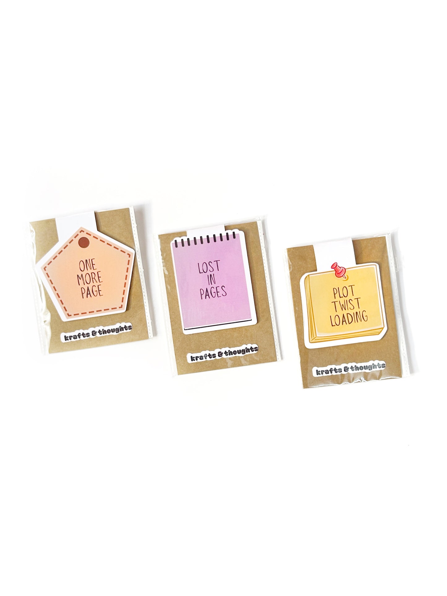 Magnetic Quote Bookmarks (Pack of 3) | Cute Page Markers for Books | “One More Page” Reader Gift Set