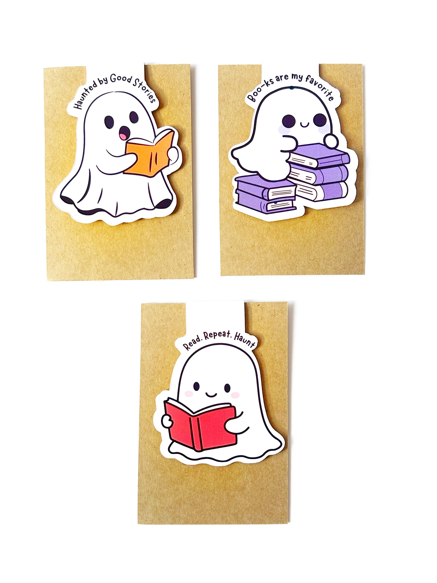 Ghost-Themed Magnetic Bookmarks (Pack of 3) | Cute Halloween Page Markers for Books | Spooky Gift for Book Lovers & Readers