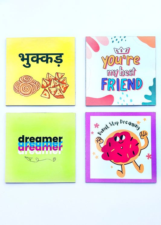 Foodie Delight: Combo of 4 Quirky Fridge Magnets for Food Lovers Theme 3