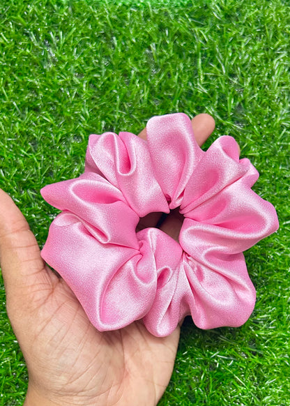 Handmade Premium Satin Scrunchies - Set of 4 (1 Lavender, 1 Pink, 1 White, 1 Peach) | Luxurious & Hair-Friendly