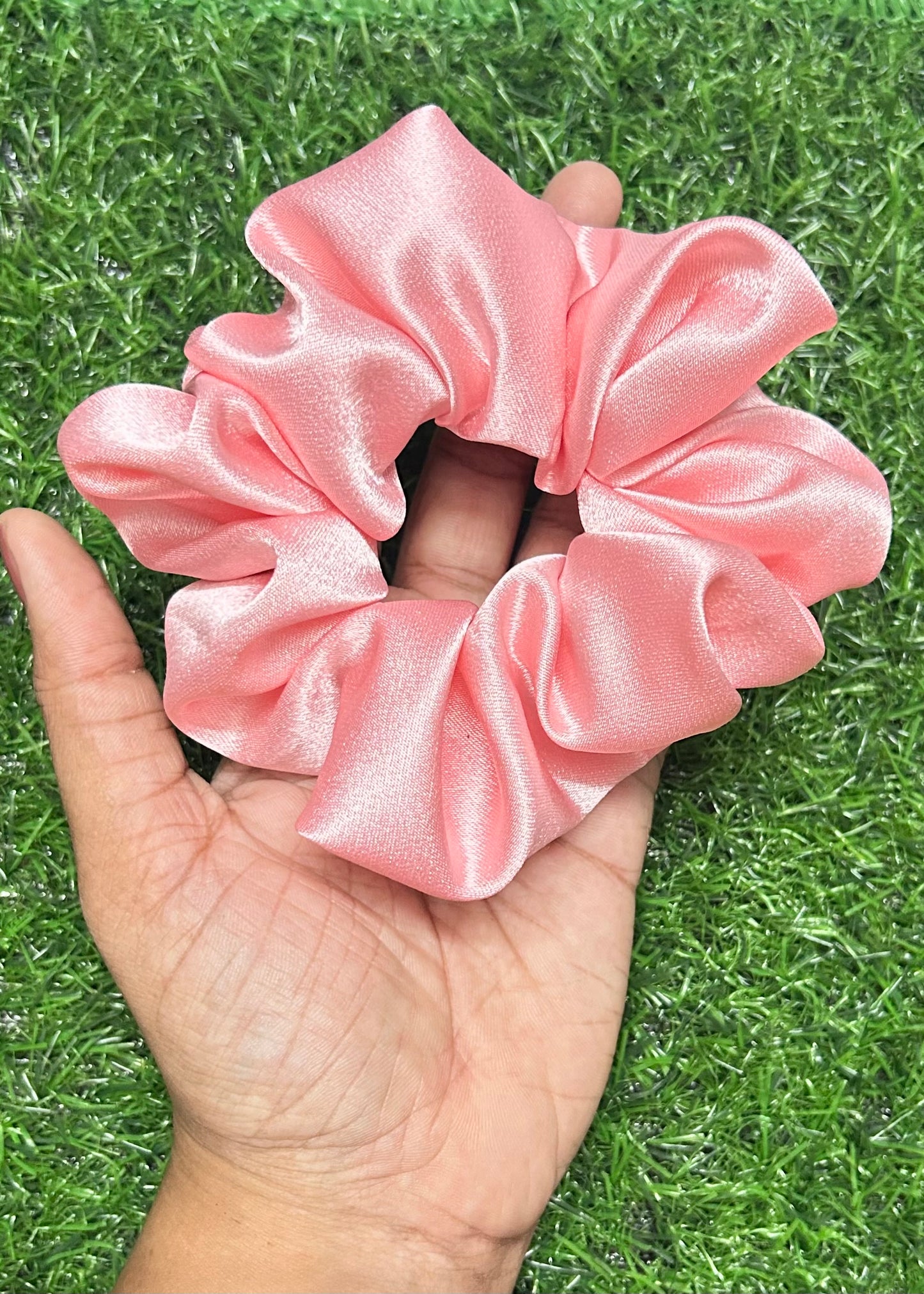Handmade Premium Satin Scrunchies - Set of 4 (1 Lavender, 1 Pink, 1 White, 1 Peach) | Luxurious & Hair-Friendly