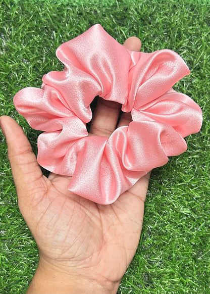 Handmade Premium Satin Scrunchies - Set of 4 (1 Lavender, 1 Pink, 1 White, 1 Peach) | Luxurious & Hair-Friendly
