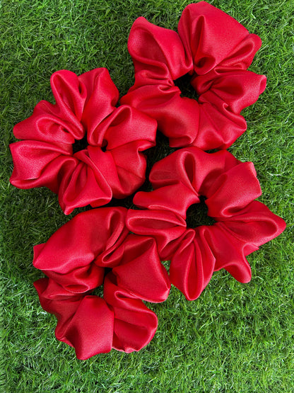 Handmade Satin Scrunchies - Set of 4 (Red) | Premium, Hair-Friendly & Luxurious Scrunchies for Damage-Free Styling