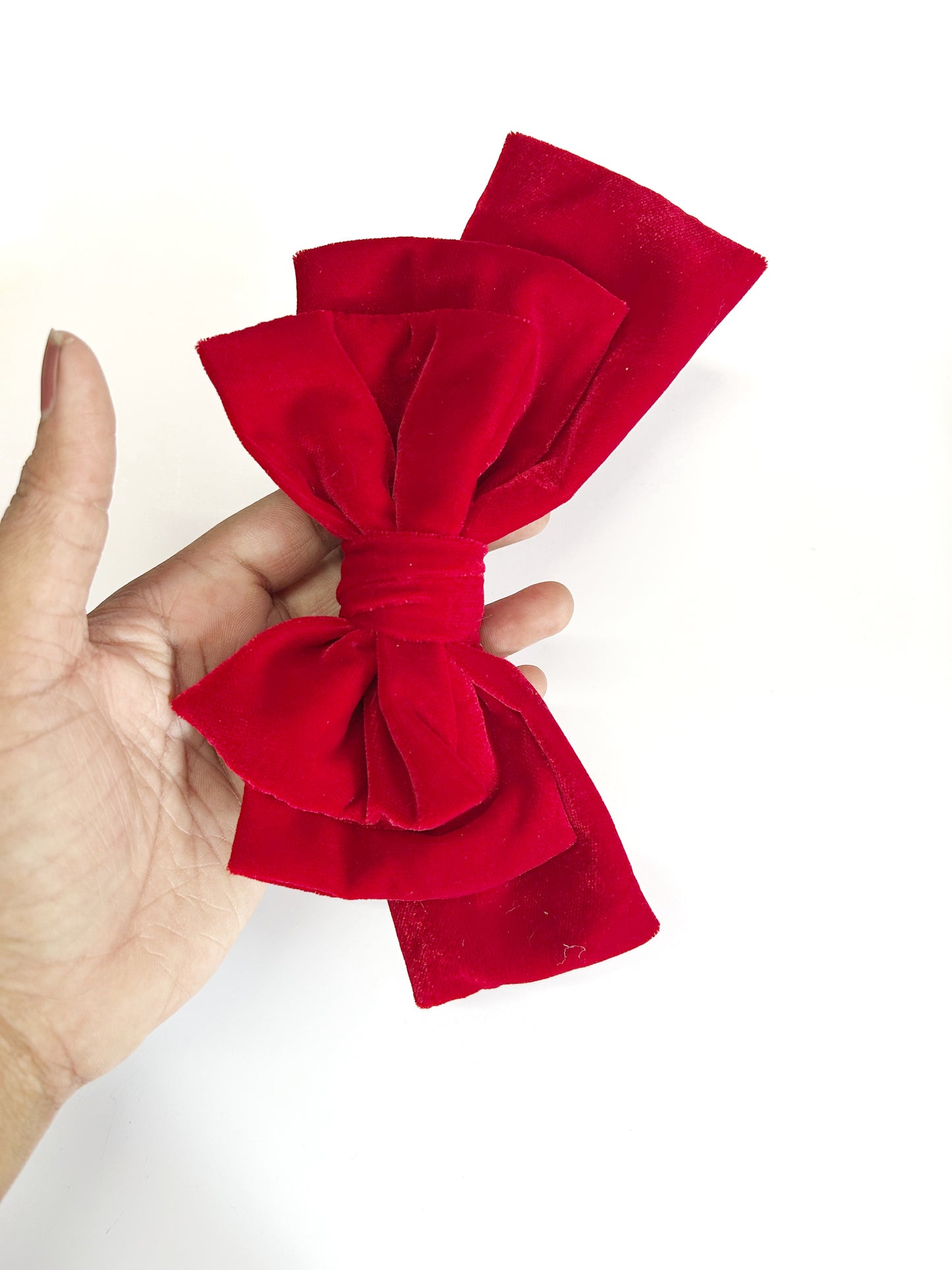 Red Velvet 3-Layered Premium Hair Bow | Elegant Handmade Hair Accessory for Women & Girls