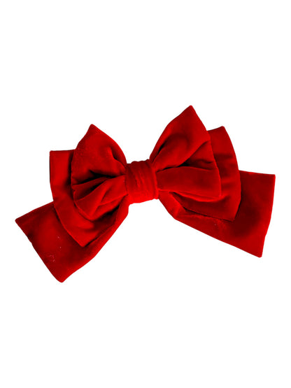 Red Velvet 3-Layered Premium Hair Bow | Elegant Handmade Hair Accessory for Women & Girls