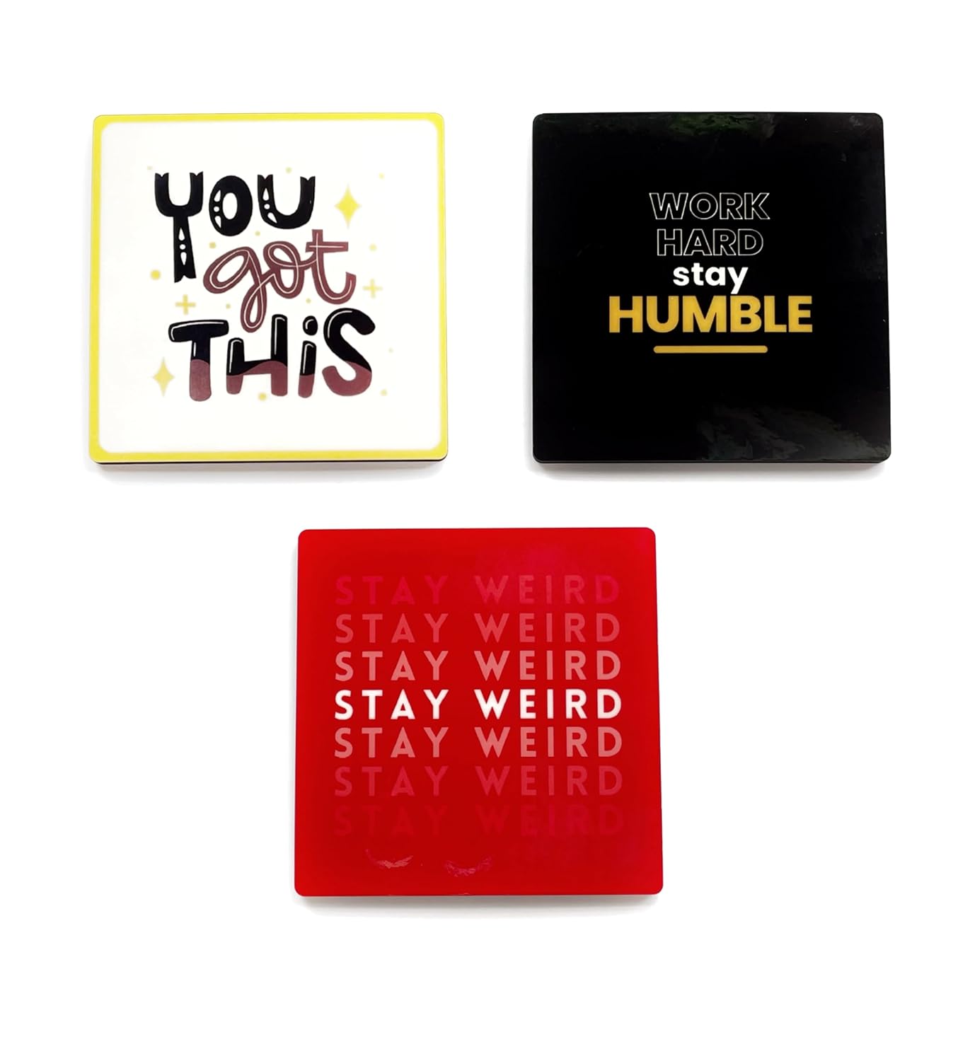 MDF Wooden Coasters Inspirational Quotes Theme, 3.5 Inches Square