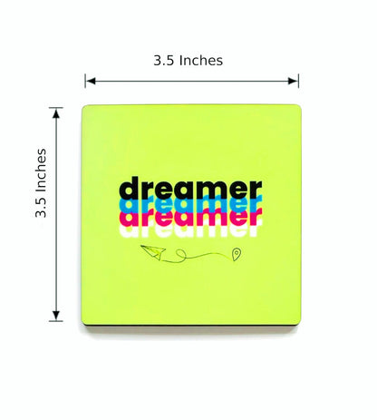 MDF Wooden Coasters Motivational Quotes Theme, Dreamer Achiever 3.5 Inches Square